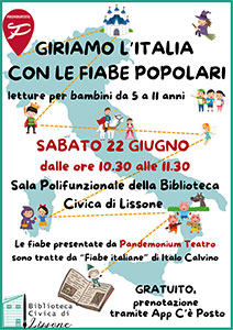 Lissone | miniatura locandina letture per bambini "Giriamo l'Italia con le fiabe popolari!"